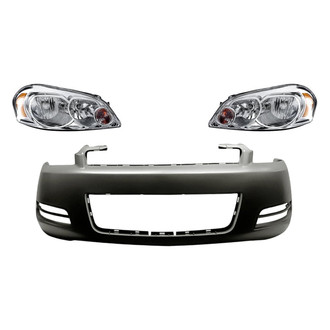 Replacement - 3-Piece Kit (Driver and Passenger Side Headlights, Front Bumper Cover) (Standard Line)