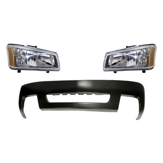 Replacement - 3-Piece Kit (Driver and Passenger Side Headlights, Front Bumper Cover) (Standard Line)