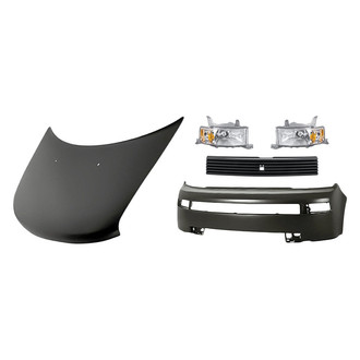 Replacement - 5-Piece Kit (Driver and Passenger Side Headlights, Front Bumper Cover, Grille, Hood Panel) (Standard Line)