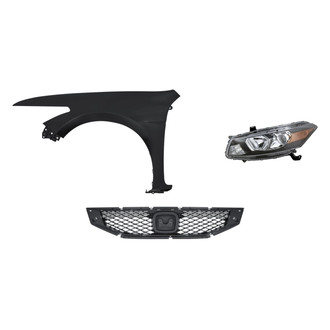 Replacement - 3-Piece Kit (Driver Side Headlight, Grille, Front Driver Side Fender)