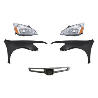 Replacement - 5-Piece Kit (Driver and Passenger Side Headlights, Grille Bar, Driver and Passenger Side Fenders) (Standard Line)
