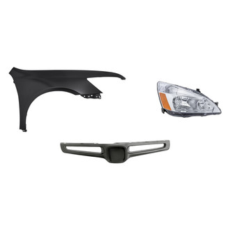Replacement - 3-Piece Kit (Passenger Side Headlight, Grille Bar, Front Passenger Side Fender) (Standard Line)