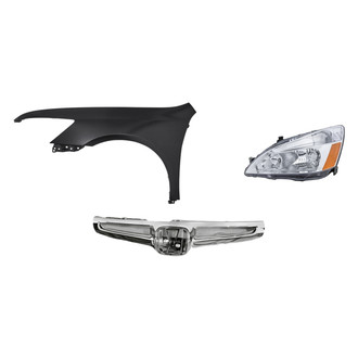 Replacement - 3-Piece Kit (Driver Side Headlight, Grille Bar, Front Driver Side Fender) (Standard Line)