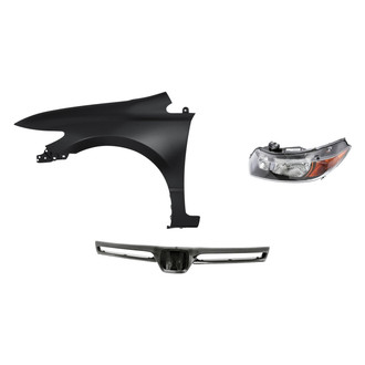 Replacement - 3-Piece Kit (Driver Side Headlight, Grille Bar, Front Driver Side Fender)