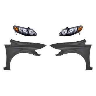 Replacement - 4-Piece Kit (Driver and Passenger Side Headlights, Driver and Passenger Side Fenders)