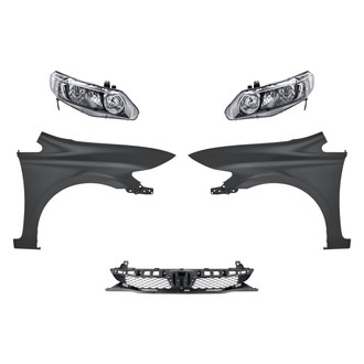 Replacement - 5-Piece Kit (Driver and Passenger Side Headlights, Grille, Driver and Passenger Side Fenders) (Standard Line)
