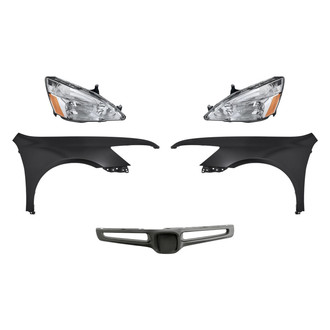 Replacement - 5-Piece Kit (Driver and Passenger Side Headlights, Grille Bar, Driver and Passenger Side Fenders) (Standard Line)