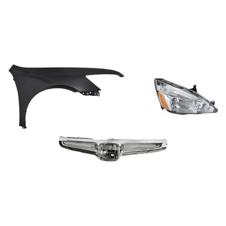 Replacement - 3-Piece Kit (Passenger Side Headlight, Grille Bar, Front Passenger Side Fender) (Standard Line)