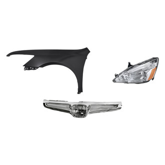 Replacement - 3-Piece Kit (Driver Side Headlight, Grille Bar, Front Driver Side Fender) (Standard Line)