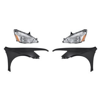 Replacement - 4-Piece Kit (Driver and Passenger Side Headlights, Driver and Passenger Side Fenders) (CAPA Certified)