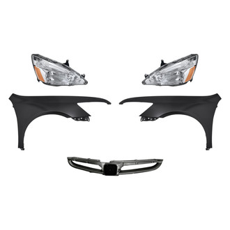 Replacement - 5-Piece Kit (Driver and Passenger Side Headlights, Grille, Driver and Passenger Side Fenders) (CAPA Certified)
