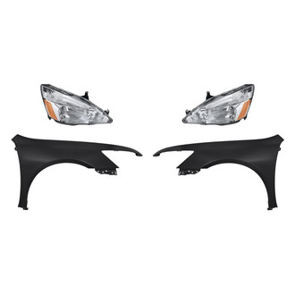 Replacement - 4-Piece Kit (Driver and Passenger Side Headlights, Driver and Passenger Side Fenders) (CAPA Certified)