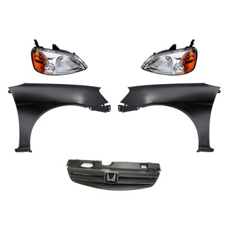 Replacement - 5-Piece Kit (Driver and Passenger Side Headlights, Grille, Driver and Passenger Side Fenders)