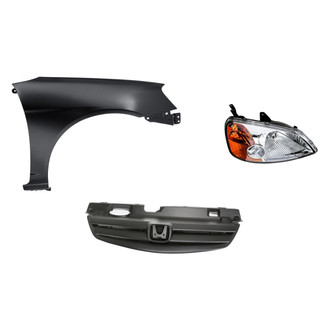 Replacement - 3-Piece Kit (Passenger Side Headlight, Grille, Front Passenger Side Fender)