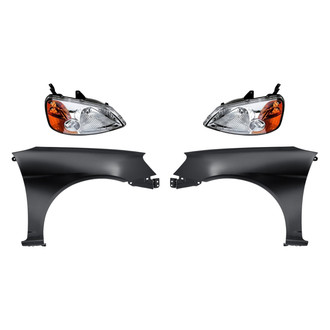 Replacement - 4-Piece Kit (Driver and Passenger Side Headlights, Driver and Passenger Side Fenders) (Standard Line)