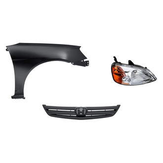 Replacement - 3-Piece Kit (Passenger Side Headlight, Grille, Front Passenger Side Fender) (Standard Line)