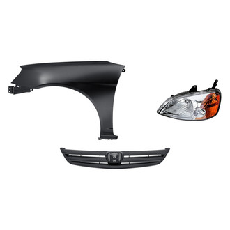 Replacement - 3-Piece Kit (Driver Side Headlight, Grille, Front Driver Side Fender) (Standard Line)