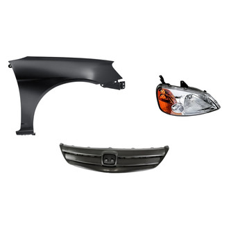 Replacement - 3-Piece Kit (Passenger Side Headlight, Grille, Front Passenger Side Fender) (Standard Line)