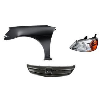 Replacement - 3-Piece Kit (Driver Side Headlight, Grille, Front Driver Side Fender) (Standard Line)