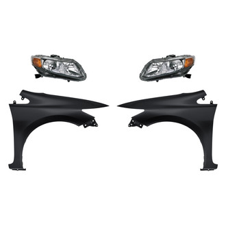 Replacement - 4-Piece Kit (Driver and Passenger Side Headlights, Driver and Passenger Side Fenders) (Standard Line)