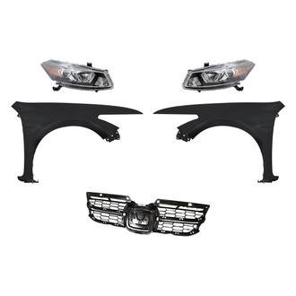 Replacement - 5-Piece Kit (Driver and Passenger Side Headlights, Grille Mounting Panel, Driver and Passenger Side Fenders) (Standard Line)