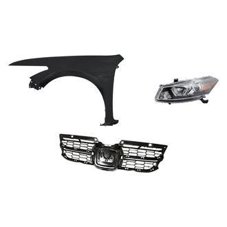 Replacement - 3-Piece Kit (Driver Side Headlight, Grille Mounting Panel, Front Driver Side Fender) (Standard Line)