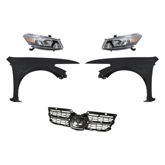 Replacement - 5-Piece Kit (Driver and Passenger Side Headlights, Grille Mounting Panel, Driver and Passenger Side Fenders) (CAPA Certified)
