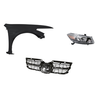 Replacement - 3-Piece Kit (Passenger Side Headlight, Grille Mounting Panel, Front Passenger Side Fender) (CAPA Certified)