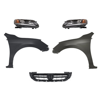 Replacement - 5-Piece Kit (Driver and Passenger Side Headlights, Grille, Driver and Passenger Side Fenders) (Standard Line)
