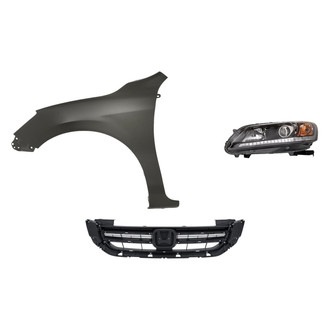 Replacement - 3-Piece Kit (Driver Side Headlight, Grille, Front Driver Side Fender) (Standard Line)