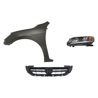 Replacement - 3-Piece Kit (Driver Side Headlight, Grille, Front Driver Side Fender) (CAPA Certified)