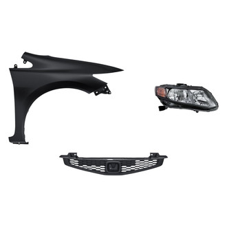 Replacement - 3-Piece Kit (Passenger Side Headlight, Grille, Front Passenger Side Fender) (Standard Line)