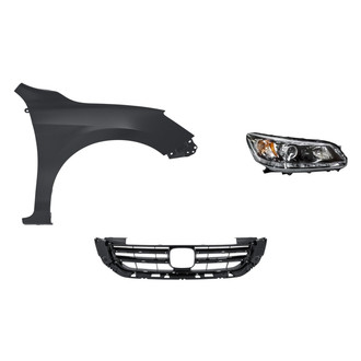 Replacement - 3-Piece Kit (Passenger Side Headlight, Grille, Front Passenger Side Fender) (Standard Line)