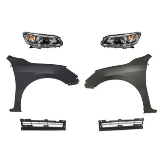 Replacement - 6-Piece Kit (Driver and Passenger Side Headlights, Driver and Passenger Side Lower Grille Inserts, Driver and Passenger Side Fenders) (Standard Line)