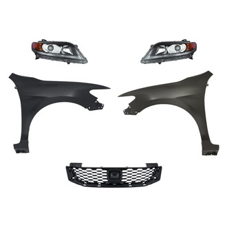 Replacement - 5-Piece Kit (Driver and Passenger Side Headlights, Grille, Driver and Passenger Side Fenders) (Standard Line)