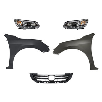 Replacement - 5-Piece Kit (Driver and Passenger Side Headlights, Grille, Driver and Passenger Side Fenders) (CAPA Certified)
