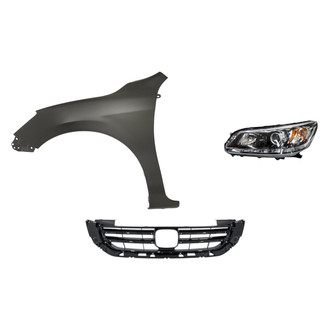 Replacement - 3-Piece Kit (Driver Side Headlight, Grille, Front Driver Side Fender) (CAPA Certified)