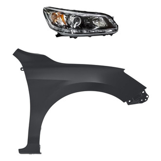 Replacement - 2-Piece Kit (Passenger Side Headlight, Front Passenger Side Fender) (CAPA Certified)