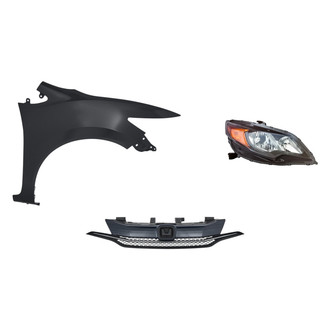 Replacement - 3-Piece Kit (Passenger Side Headlight, Grille, Front Passenger Side Fender) (Standard Line)