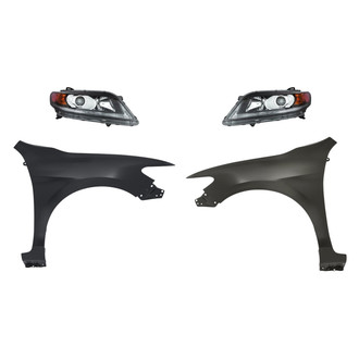 Replacement - 4-Piece Kit (Driver and Passenger Side Headlights, Driver and Passenger Side Fenders) (Standard Line)