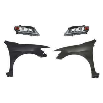 Replacement - 4-Piece Kit (Driver and Passenger Side Headlights, Driver and Passenger Side Fenders) (CAPA Certified)