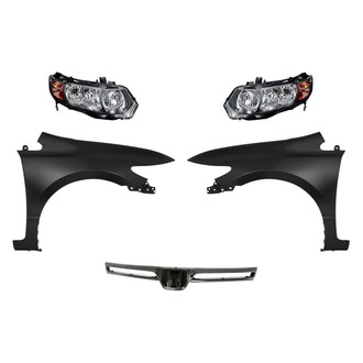Replacement - 5-Piece Kit (Driver and Passenger Side Headlights, Grille Bar, Driver and Passenger Side Fenders) (Standard Line)