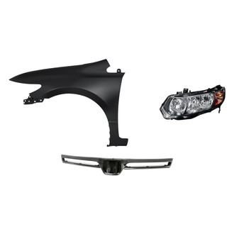 Replacement - 3-Piece Kit (Driver Side Headlight, Grille Bar, Front Driver Side Fender) (Standard Line)
