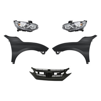 Replacement - 5-Piece Kit (Driver and Passenger Side Headlights, Grille, Driver and Passenger Side Fenders) (Standard Line)