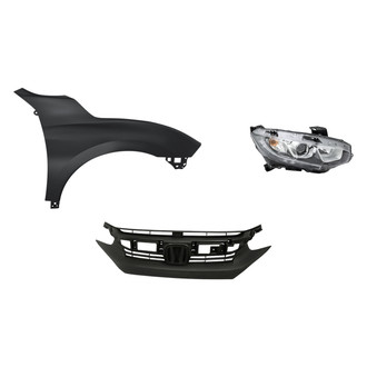 Replacement - 3-Piece Kit (Passenger Side Headlight, Grille, Front Passenger Side Fender) (Standard Line)