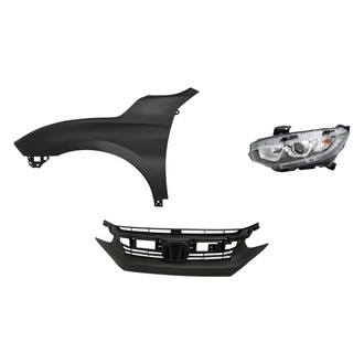 Replacement - 3-Piece Kit (Driver Side Headlight, Grille, Front Driver Side Fender) (Standard Line)
