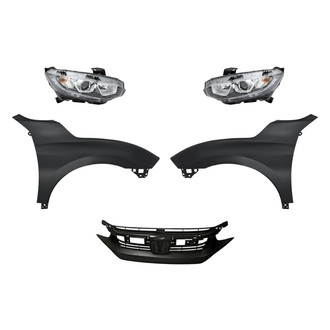 Replacement - 5-Piece Kit (Driver and Passenger Side Headlights, Grille, Driver and Passenger Side Fenders) (CAPA Certified)