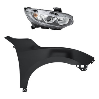 Replacement - 2-Piece Kit (Passenger Side Headlight, Front Passenger Side Fender) (CAPA Certified)