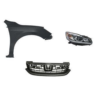 Replacement - 3-Piece Kit (Passenger Side Headlight, Grille, Front Passenger Side Fender) (CAPA Certified)