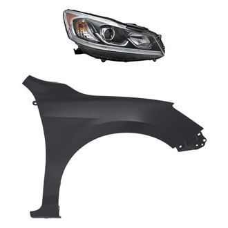 Replacement - 2-Piece Kit (Passenger Side Headlight, Front Passenger Side Fender) (CAPA Certified)